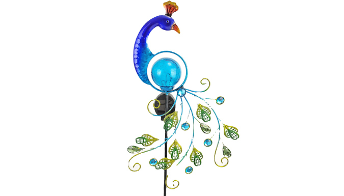 Solar Painted Iron Windmill Peacock LED Stake Light - 2 Options