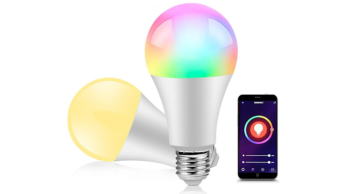 1 or 2 WiFi Compatible Smart LED RGB Bulb - 2 Options