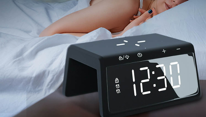 3-in-1 QI Wireless Charger LED Digital Alarm Clock - 2 Colours