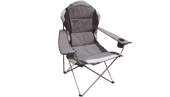 Foldable Camping Deck Chair with Cup Holders