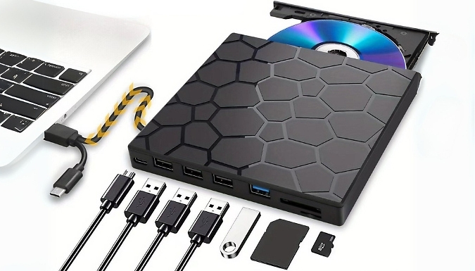 8-in-1 Ultra-Slim External CD/DVD Drive - 3 Designs