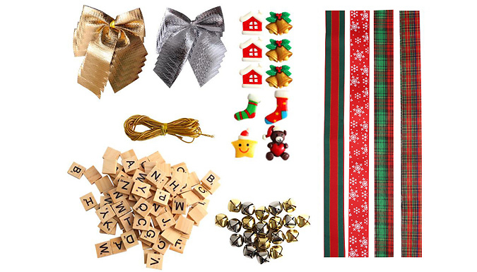 DIY Monogrammed Christmas Ribbon Decoration Set