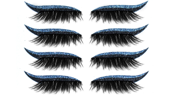 4 Pairs of 3D Self Adhesive Eyelashes With Coloured Eyeliner - 6 Colours