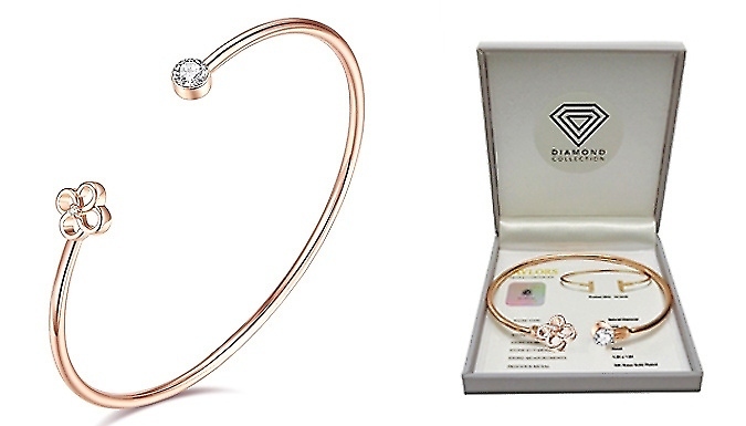 Genuine Diamond & Swarovski Rose Gold Bangle