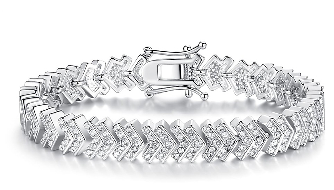 18K White Gold-Plated Chevron Bracelet