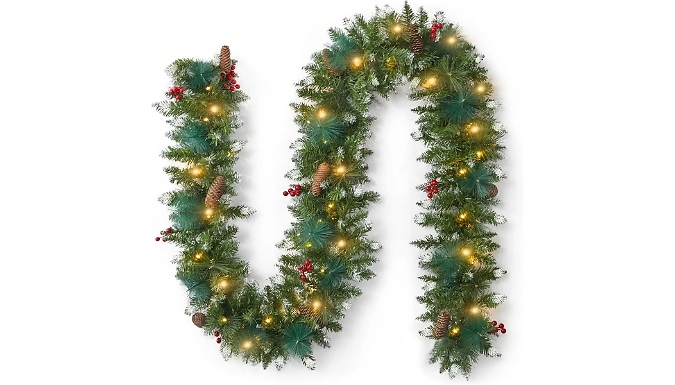 9ft/2.7M Christmas Garland with 50 LED Lights