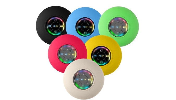 Waterproof Bluetooth Shower Speaker with LED Lights - 6 Colours