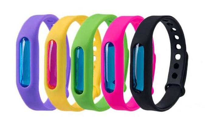1 or 5 Mosquito Repellent Wrist Bands - 5 Colours from Go Groopie IE