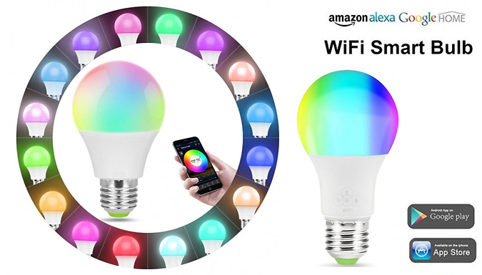 1, 2 or 4 Wi-Fi Smart LED Light Bulbs - Compatible with Alexa & Google Home