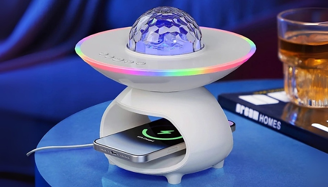 LED Star Projector Wireless Charger with Speaker - 2 Colours