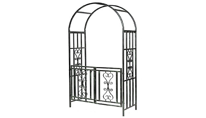 Metal Garden Patio Rose Archway with Gate