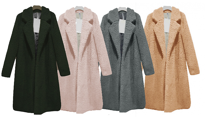 Fluffy Teddy Cardigan Coat - 4 Colours & 5 Sizes