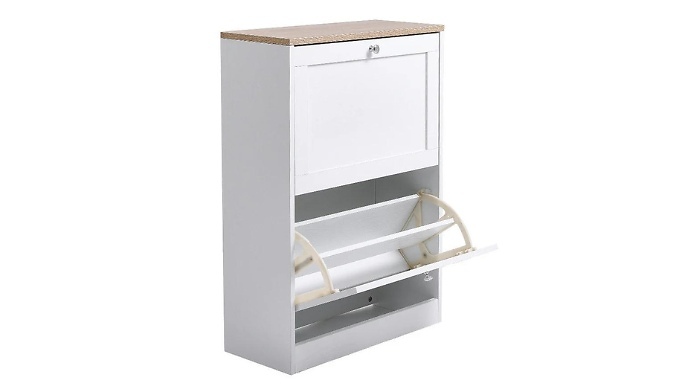 Shoe Storage Cabinet with 2 Flip Down Drawers