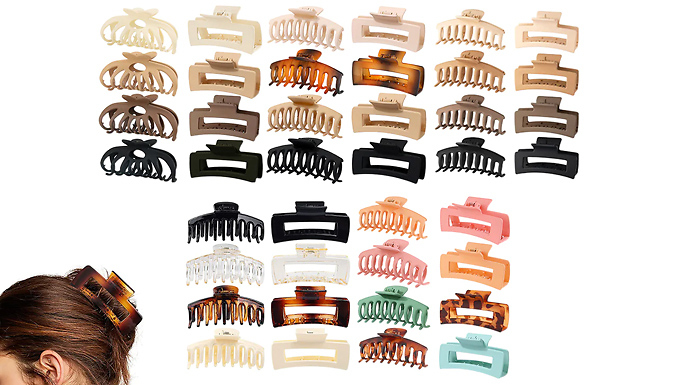 8 Large Hair Clip Variety Pack - 5 Styles