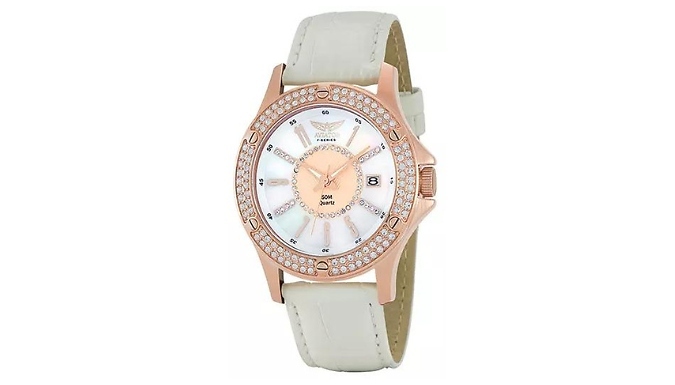 Women's Aviator Dual Strap Rose Gold Wrist Watch