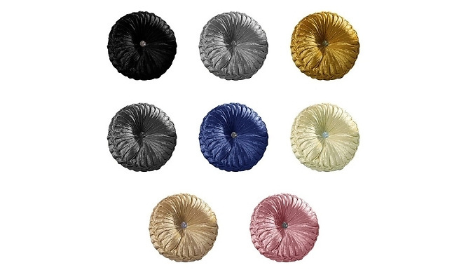 Round Crushed Velvet Diamante Cushion - 8 Colours & 2 Sizes!
