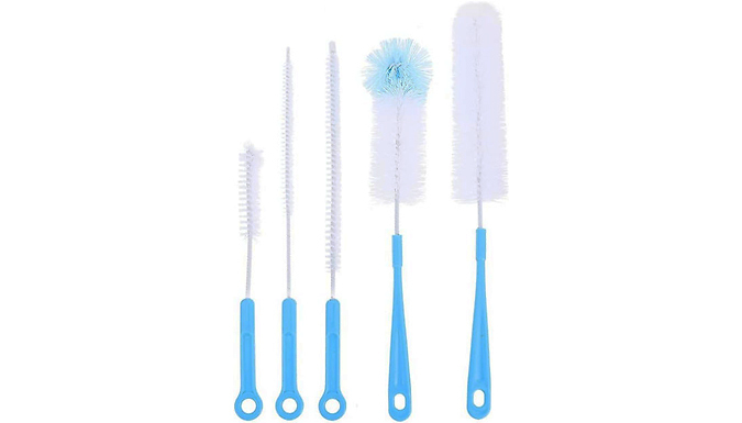 5-Piece Bottle & Straw Cleaning Long Handle Brush Set - 2 Colours