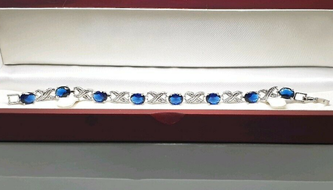 Created Diamond & Blue Gemstone Love & Kisses Bracelet