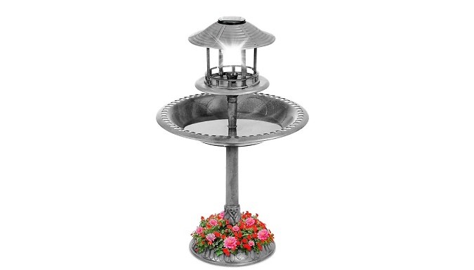 Pedestal Bird Bath with Solar Light