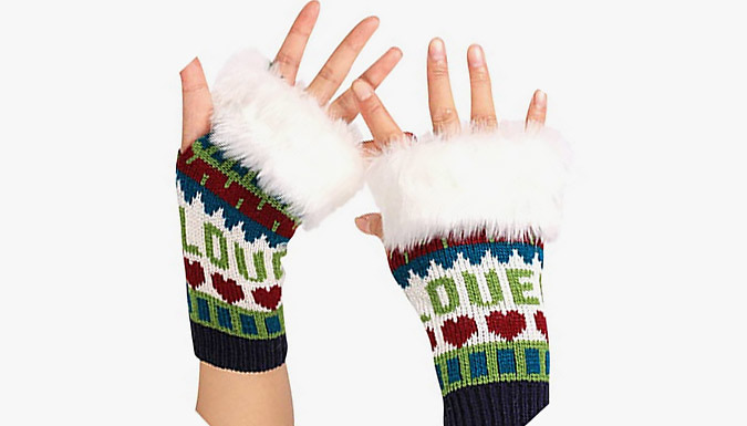 1 or 2-Pairs Women’s Knitted Fingerless Gloves - 5 Colours