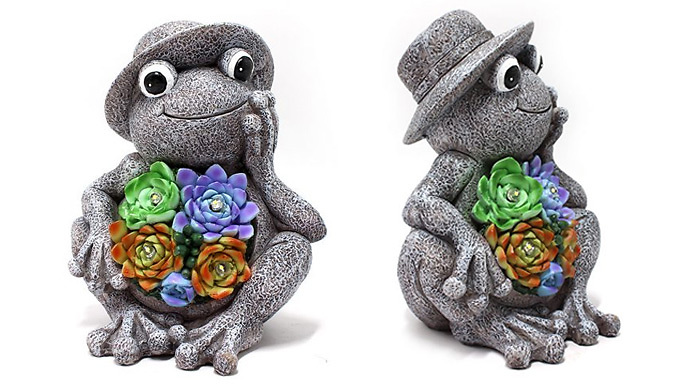 Solar Light-Up Frog Garden Statue