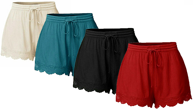 Lace Hem Summer Casual Short - 4 Colours & 5 Sizes