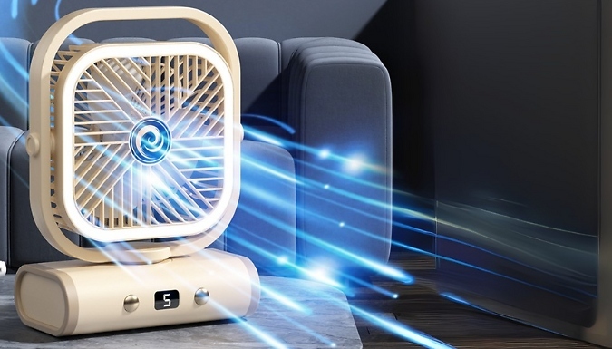 5-Speed Fan with Digital Display & LED Light - 2 Colours!
