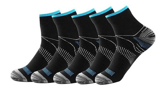 5 x Pairs of Unisex Compression Socks For Exercise - 2 Sizes