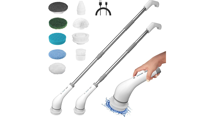 Extend-A-Scrub 8-in-1 Electric Spinning Scrub Brush Set