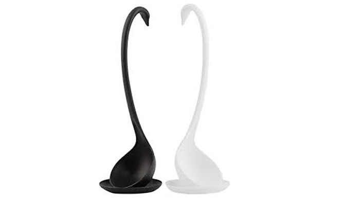 1 or 2 Swan Serving Spoons & Stand - 2 Colours