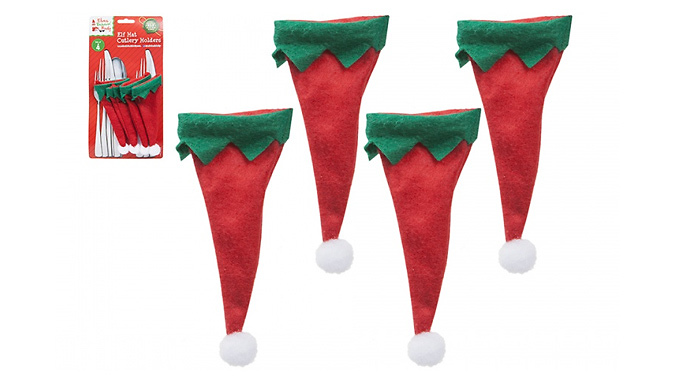2 or 4-Pack of Christmas Hat Cutlery Holders