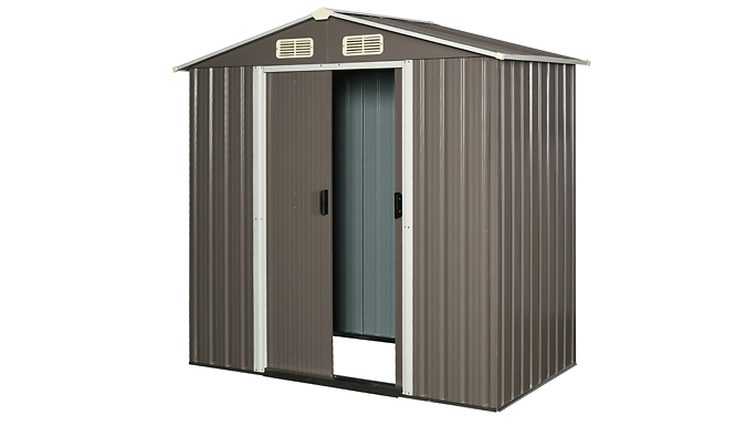 Outsunny Corrugated Steel Garden Storage Shed with Sliding Door Roof