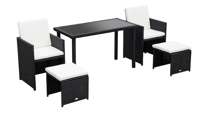 Outsunny 2-Seater Rattan Cube Garden Furniture Set