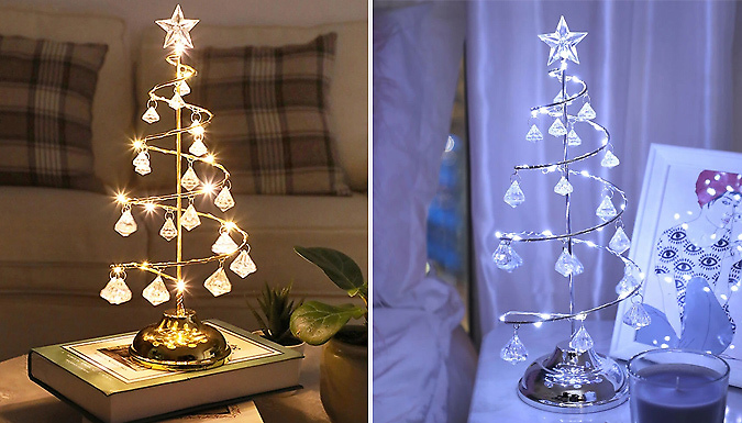 Crystal Christmas Tree Lamp - 3 Sizes and 3 Colours from Go Groopie