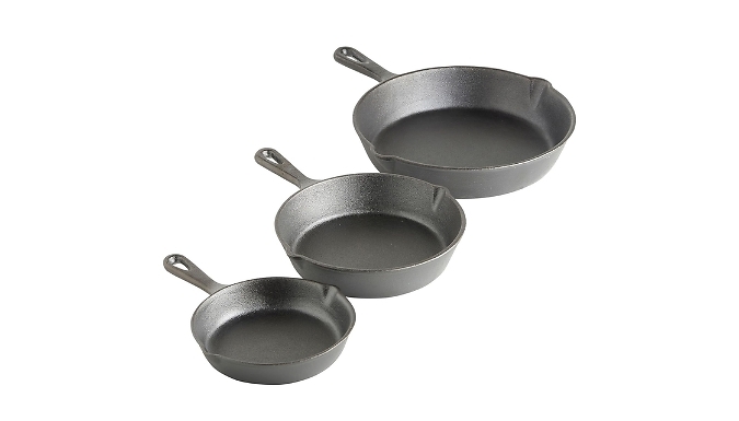 3-Pack Cast Iron Non-Stick Round Frying Pan