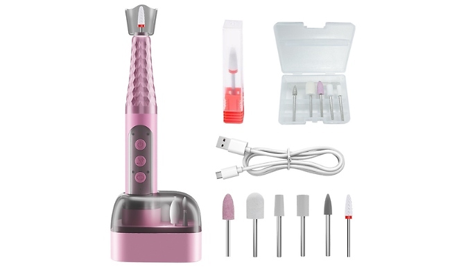 Rechargeable Manicure Tool with 6 Attachment Heads - 2 Colours!