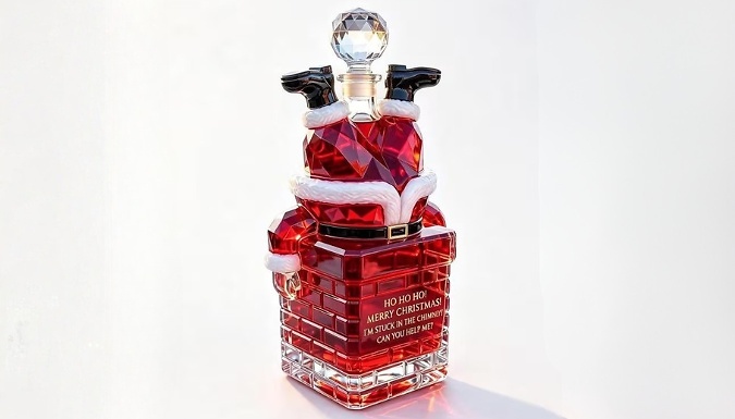 Santa Stuck in Chimney Whiskey Decanter
