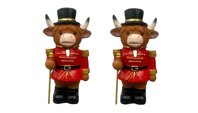 2-Pack of Highland Cow Nutcracker Christmas Decorations