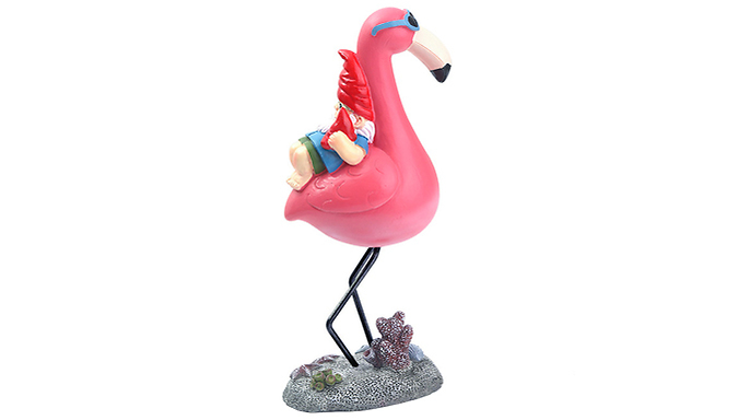 Flamingo & Gnome Garden Ornament