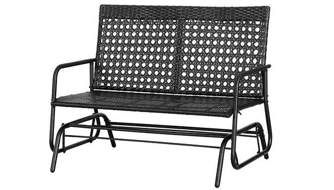 OutSunny 2-Seater Rocking Wicker Bench