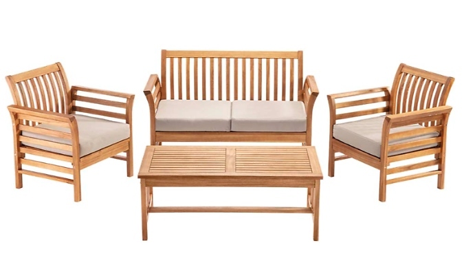 4-Seater Acacia Garden Furniture Set with Table