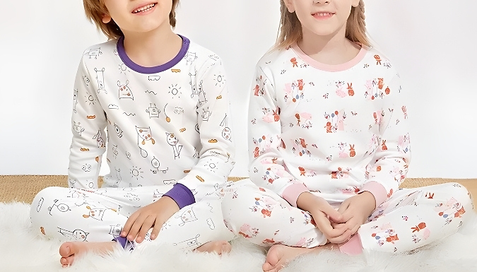 Kid's Cartoon Printed Pyjama Set - 6 Designs at Go Groopie IE