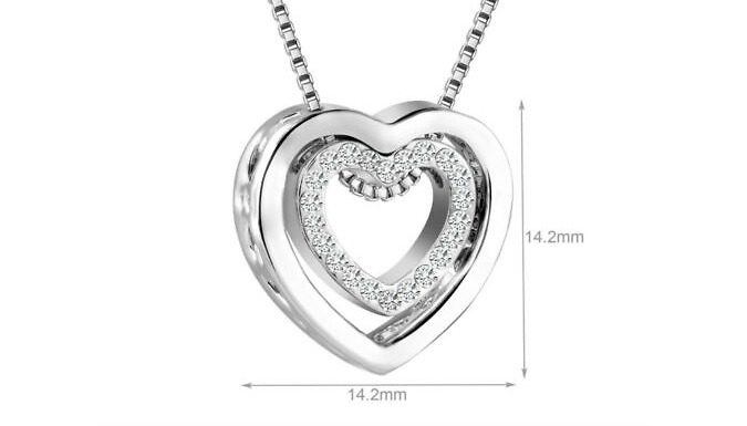 Double Heart Cut Created Diamond Necklace