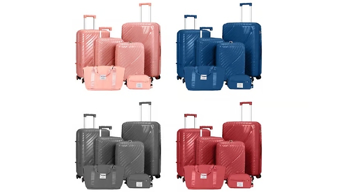 14-Piece Ultimate Travel Luggage Set - 4 Hard-Shell Suitcases, 2 Bags & 8 Packing Cubes!