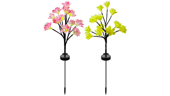 1 or 2 Solar LED Blossoming Flower Stake Lights at Go Groopie