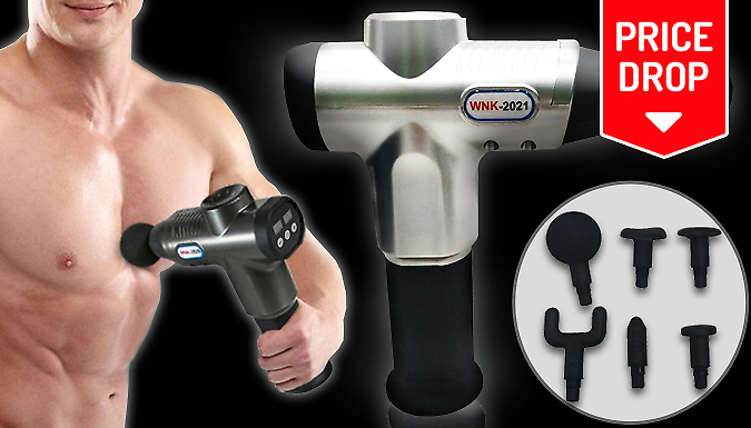 Fantasy Supply USB Digital Electric Massage Gun With 6 Heads - 2 Colours