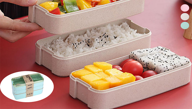 Stackable Bento Lunch Box With Spoon And Fork Leakproof 3 in - Temu