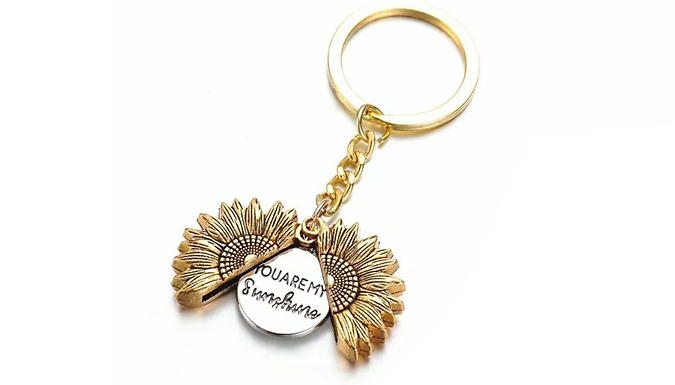 Cute Sunflower Quote Keyring - 2 Colours & 2 Options