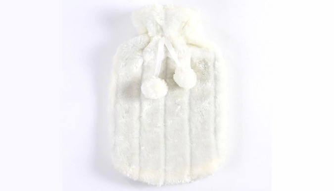 Rubber Hot Water Bottle With Fluffy Cover - 9 Colours