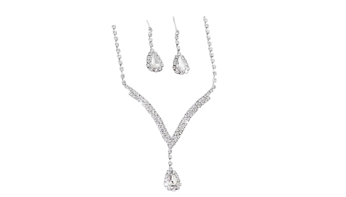 3-Piece Simulated Crystal Jewellery Set - 4 Colours